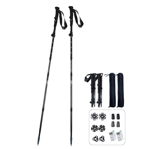 Hiking Life トレッキングポール 3Kカーボン 折り畳み式 2本セット【超軽量198g 収納サイズ34cm】登山用ストック ウォーキングポール 100-120cm調整可能 収納ポーチ付き 付属品5種類 日本語説明書 登山 ウォーキング アウトドア ハイキング 遠足 散歩 高齢者 1枚目 画像