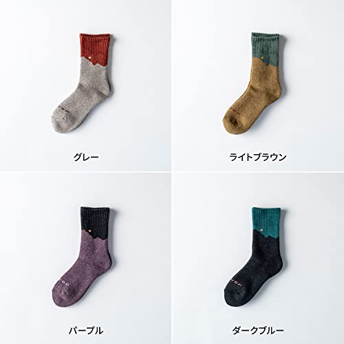 [千代治のくつ下] レディース 高御位山 トレッキングソックス 2足組 22-24cm グレー&ライトブラウン 日本製 中間 画像