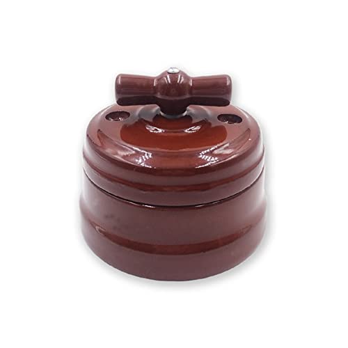 yaoqijie ヨーロッパのセラミックノブスイッチ屋外照明高周波セラミック壁ライトスイッチ EUソケット lasting (Color : 1 Hole Wood Base) 中間 画像