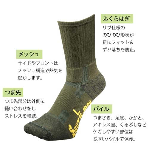 [ガッツマン] パイルストロングソックス 2足組 (PS-01) 40km行軍 演習用 パイル靴下 頑丈 登山 L 27-29cm OD 中間 画像