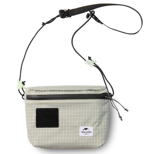 Naturehike サコッシュ 小さめ 3L大容量 軽量 高分子素材 耐摩耗性 耐久性 ショルダーバッグ 自由DIYマジックテープ メンズ レディース おしゃれ スマホポーチ 防水 ミニバッグ 登山 トラベル 肩掛け ハイキング 旅行 黒 アウトドア レジャー (オフホワイト) 1枚目 画像