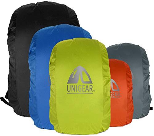 [Unigear] 2019全新版 リュックカバー レインカバー 雨よけ ザックカバー 防水カバー ２倍以上の防水 耐水圧5000mm 夜間反射 アウトドア 通勤 通学 梅雨対策 収納袋一体化 超軽量 5カラー 5サイズ 15L-90L (S:15-30L, ブルー) 画像1