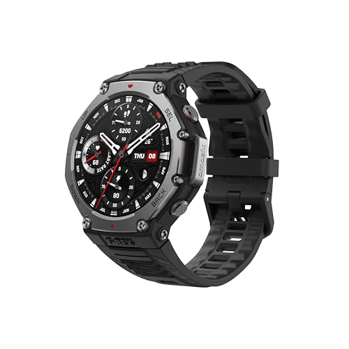 Amazfit T-Rex 3 48mm スマートウォッチ 登山 ヤマレコ ヤマップ アウトドア iPhone Android対応 GPS 6衛星 ミリタリー 超低温動作 3種類オフラインマップ ナビゲーション ルートインポート 170+スポーツモード 健康管理 気圧高度計 筋力トレーニング 10ATM防水 AIによる音声操作と睡眠/運動管理 水泳 サーフィン (オニキス) 1枚目 画像