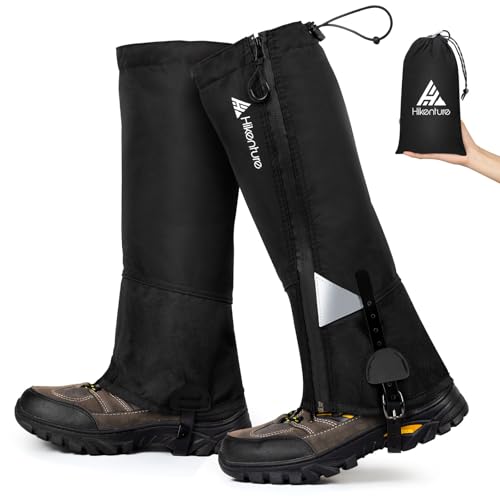 HIKENTURE ゲイター 防水・ロング・登山 高耐久性 レッグカバー 軽量 登山スパッツ トレッキング アウトドア バイク 男女兼用 収納袋付き 泥除け 砂よけ 雨雪悪天候対策(ブラック· L) 1枚目 画像