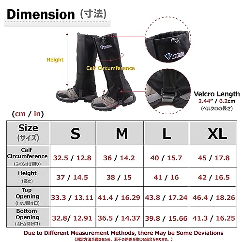 Azarxis ゲイター 防水 登山 スパッツ ロングゲイター 軽量 泥除け 砂よけ 軽量 通気 雨 雪悪天候に アウトドア レッグカバー メンズ レーディス（ブラック - S） 最後 画像