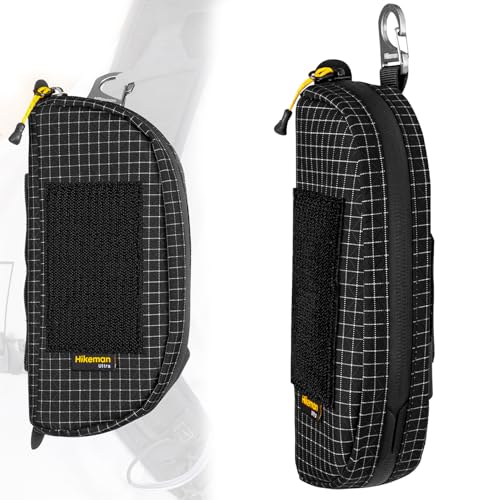 ポーチ 登山 スマホポーチ リュックにつけるポーチ メガネケース 登山用 小物入れ リュック取り付け 多機能 防水 止水ファスナー カラビナ付き サングラス入れ ペットボトルホルダー 山登り 通勤 自転車 アウトドア (ブラック) 1枚目 画像
