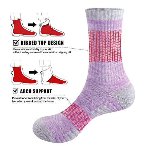 [YUEDGE] 靴下 レディース スポーツ ソックス 厚手 クッション クルー丈 トレッキング 登山用 コームド綿 吸汗 通気 防臭 5足 混色 23-26cm 中間 画像