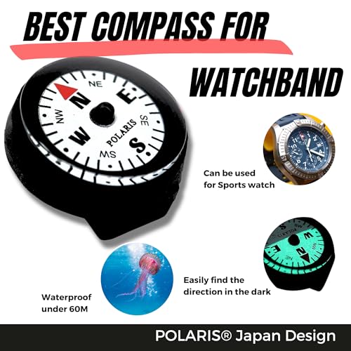 POLARIS 時計ベルト用 マイクロ コンパス 方位磁石 防水60m アウトドア 防災 登山 暗闇で光る キャンプ オリエンテーリング サバイバル (時計ベルト用) 最後 画像