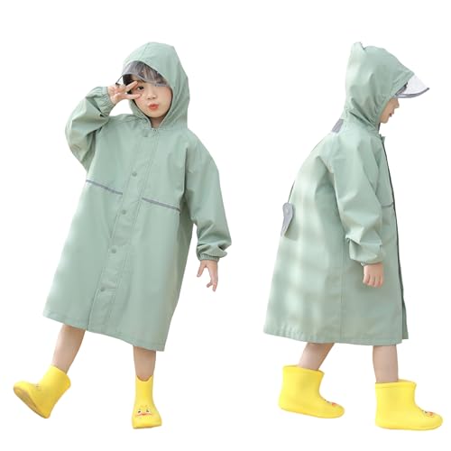 レインコート キッズ カッパ 子供 ランドセル 男の子 女の子 こども用レインコート レインポンチョ 子供 雨具 雨合羽 軽量 防水 速乾 夜間反射 ツバ 収納袋付き 薄型 レイングッズ 梅雨 豪雨 自転車 通園 通学 キャンプ アウトドア グリーン Lサイズ 1枚目 画像