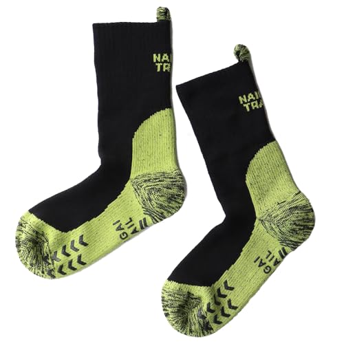 [ナイガイ] メリノウール混 登山 靴下 2重リブ 足口ループ付 足底滑り止め付き 総パイル クルー丈ソックス アウトドア メンズ＆レディース ソックス 靴下 男性 女性 プレゼント ギフト NAIGAITRAIL 90370007 (JP, 数字サイズ, 25.0 cm, 27.0 cm, 98.ブラック) 画像1