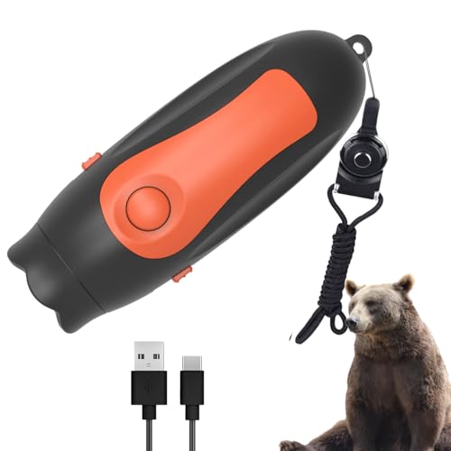 YXHH新登場 熊よけ 大音量 電子ホーン 135dB 自然界に無い警告音が効果的 【USB 充電式で、製品本体に内蔵バッテリーが付いているため、電池を頻繁に交換する必要がありません。】 押すだけ簡単 衛生的 3種類の音 オレンジ 画像1