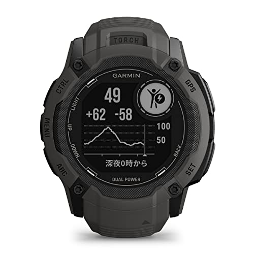 ガーミン(GARMIN) Instinct 2X Dual Power Graphite タフネスGPSスマートウォッチ Suica対応 防水 防塵 耐熱 ストレス値 心拍数 登山【日本正規品】 中間 画像