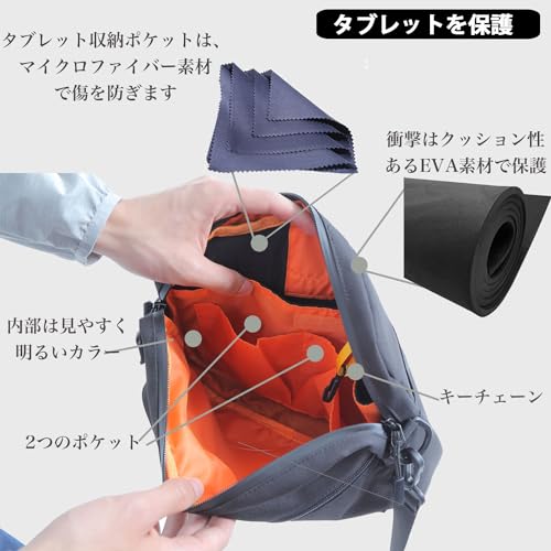 [Shoebill] サコッシュ ショルダーバッグ メンズ B5対応 タブレット対応 撥水ナイロン 軽量 登山 斜めがけ (B5モデル, ブラック) 中間 画像