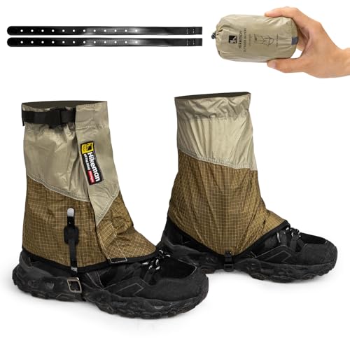 ゲイター ショート 登山 防水 軽量 交換用TPUベルト付き 高耐久性 着脱簡単 汚れ防止 泥除け 砂よけ 悪天候に対応 収納袋付き アウトドア 作業用 釣り キャンプ ハイキング (カーキ, Ｍ) 画像1