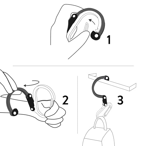 GEAR AID HEROCLIP Carabiner Gear Clip and Hook (Medium) for Camping, Backpack, and Garage Organization, Black and Gray, 1 Pack 中間 画像