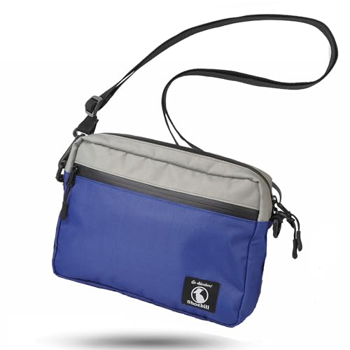 [Shoebill] サコッシュ ショルダーバッグ メンズ B5対応 タブレット対応 撥水ナイロン 軽量 登山 斜めがけ (B5モデル, ブルー) 画像1