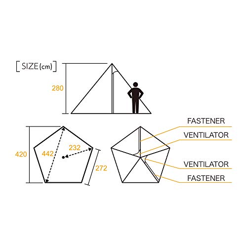 テンマクデザイン サーカス TC DX+ サンド 2人用 ワンポールテント スカート付き ソロ デュオ キャンプ ロープ ペグ 収納ケース付 フルクローズ 中間 画像