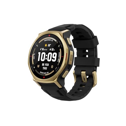 Amazfit T-Rex 3 Pro 44mm スマートウォッチ 登山 トレイルランニング ヤマレコ ヤマップ G5チタン合金 サファイアガラス スピーカー内蔵 フラッシュライト iPhone Android対応 GPS 6衛星 ミリタリー 3種類オフラインマップ ナビゲーション ルートインポート 10ATM防水 AIによる音声操作 (ブラックゴールド) 1枚目 画像