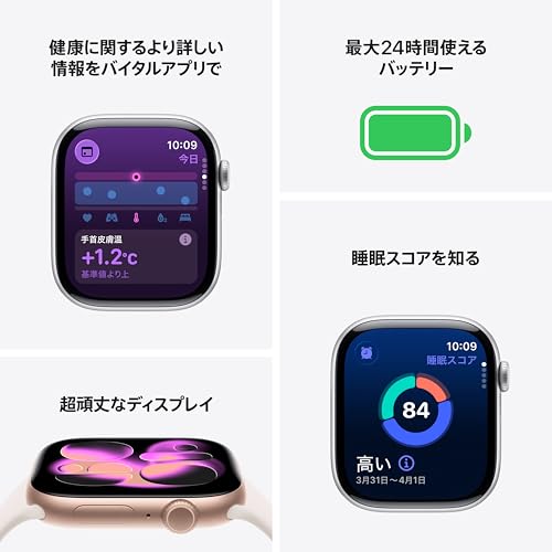 Apple Watch Series 11(GPSモデル)- 42mmジェットブラックアルミニウムケースとブラックスポーツバンド - S/M 最後 画像