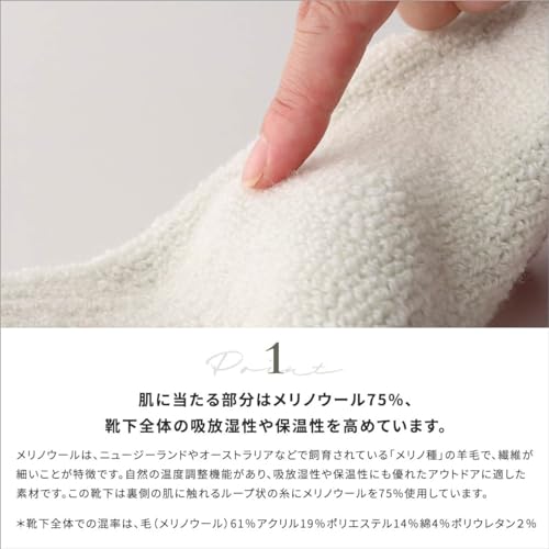 [ナイガイ] メリノウール混 登山 ソックス 山登り トレッキング ソックス 靴下 クルー丈 パイル編み メンズ レディース 90301028 (23-25cm, 95.グレー) 最後 画像