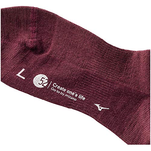 [ミズノ] 靴下 アウトドア ブレスサーモウール 薄手ソックス 吸湿発熱 トレッキング 登山 Go to by B2JX9701 レディース ワイン 22.0-24.0 cm 中間 画像