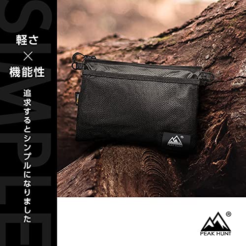【改訂版】サコッシュ 小さめ 撥水 防水 超軽量 メンズ レディース 登山 トラベル ハイキング 旅行 黒 PEAKHUNT(ピークハント) 最後 画像