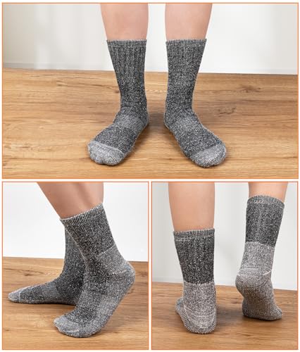 [HASOME] 靴下 メンズ ウール 厚手 冬用 【極暖・極厚手・毛玉出来にくい】 ウールソックス 登山用靴下 防寒 温かい靴下 裏起毛 吸汗 消臭 室内 アウトドア スキー 登山 キャンプ スポーツソックス 2足セット (XL(27~29cm), ダークグレー) 中間 画像