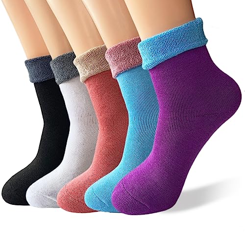 [MOSOTECH] 靴下 レディース 暖かい 冬 5足セット 厚手 防寒 厚手 あったか 吸汗消臭 耐久性 保温 登山 靴下 画像1