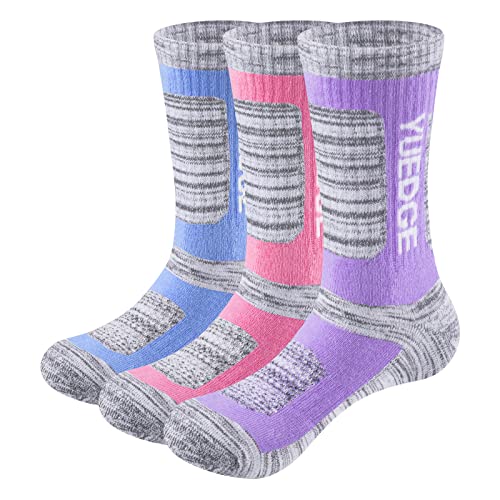 [YUEDGE] 靴下 レディース 登山 アウトドアウエア スポーツ トレッキング ハイキング ウォーキング用ソックス 高級綿 通気吸汗 抗菌防臭 3足セット 21-25cm 最後 画像