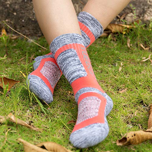 [YUEDGE] 靴下 レディース 登山 アウトドアウエア スポーツ トレッキング ハイキング ウォーキング用ソックス 高級綿 通気吸汗 抗菌防臭 3足セット 21-25cm 中間 画像