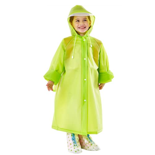 キッズレインコート 子供 ランドセル対応 男の子 女の子 ボーイズレインウェア 雨具 雨合羽 EVAエコ素材 防水 撥水 軽量 ツバ付き レイングッズ アウトドア 入学用 グリーン Sサイズ 1枚目 画像
