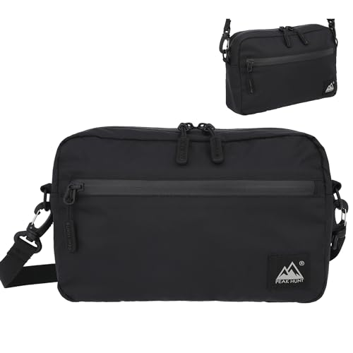 サコッシュ（マチ付） 撥水 防水 超軽量 メンズ レディース 登山 トラベル ハイキング 旅行 黒 PEAKHUNT(ピークハント） 1枚目 画像