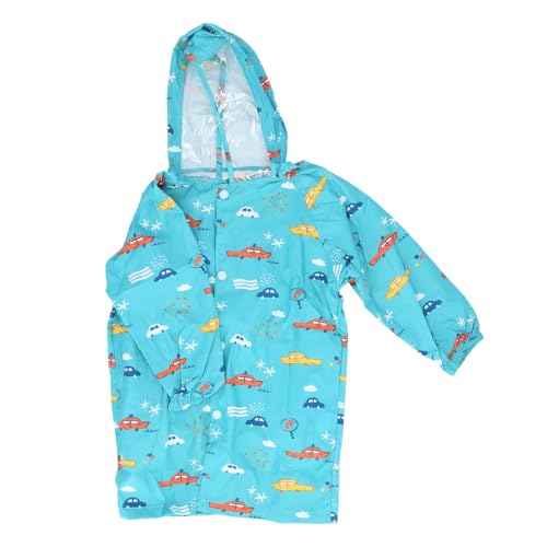 sy7005 キッズレインコート L(110-120cm) アクアマリン×カー 1枚目 画像