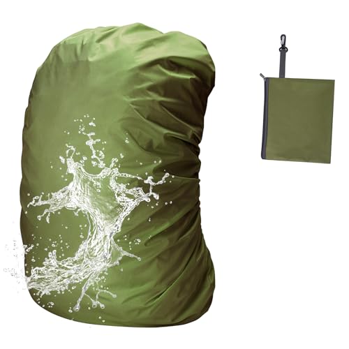 [SLEEPSINERO] 【2倍以上撥水・超軽量80g】 リュックカバー 防水 レインカバー 梅雨対策 落下防止 35－80L (S,草色) 画像1