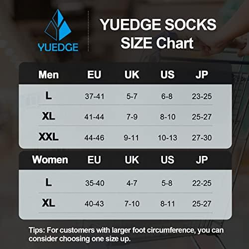 [YUEDGE] 靴下 レディース スポーツソックス ハイキングトレッキングソックス 吸汗 防臭 綿 冬 厚手 ブーツ 登山靴下 女性适用 23-25cm, 5足組 最後 画像