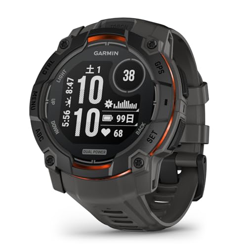 ガーミン(GARMIN) Instinct 3 50mmサイズ Dual Power Black Bezel with Charcoal Band 010-02935-30 【ランニング・ゴルフ・登山・サイクリング等30種類以上対応】【Android/iOS対応】【Suica機能搭載】【ビジネスシーンもOK】【日本正規品】 画像1