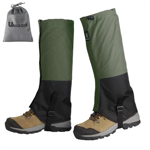 UNIQOCK 登山用ゲイター 防水 通気 ロングゲイター スパッツ レッグカバー 超軽量 コンパクト 撥水 泥除け 砂よけ 蚊避け 高耐久性 耐摩耗性 通気 アウトドア 雪山 メンズ レーディス 雨雪悪天候対策 男女兼用 装着簡単 収納袋付き-グリーン 1枚目 画像