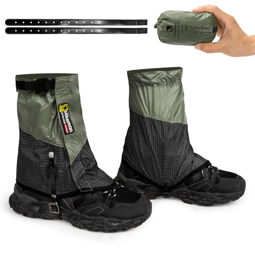 ゲイター ショート 登山 防水 軽量 交換用TPUベルト付き 高耐久性 着脱簡単 汚れ防止 泥除け 砂よけ 悪天候に対応 収納袋付き アウトドア 作業用 釣り キャンプ ハイキング (グリーン, M) 1枚目 画像