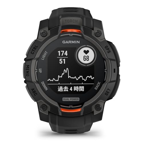 ガーミン(GARMIN) Instinct 3 45mmサイズ Dual Power Black Bezel with Black Band 010-02934-30 【ランニング・ゴルフ・登山・サイクリング等30種類以上対応】【Android/iOS対応】【Suica機能搭載】【ビジネスシーンもOK】【日本正規品】 中間 画像