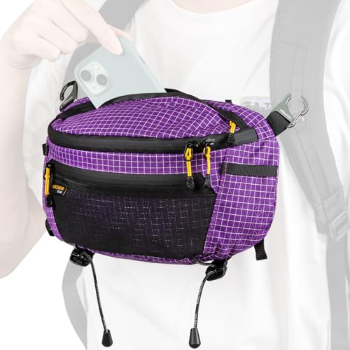 ウエストバッグ 登山 ポーチ 軽量 ウエストポーチ サコッシュ 腰袋 防水 大容量 登山用ポーチ アウトドア バイク 旅行 釣り (パープル) 1枚目 画像