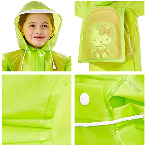キッズレインコート 子供 ランドセル対応 男の子 女の子 ボーイズレインウェア 雨具 雨合羽 EVAエコ素材 防水 撥水 軽量 ツバ付き レイングッズ アウトドア 入学用 グリーン Sサイズ 最後 画像
