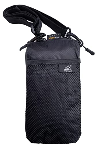 スマホショルダー ペットボトル収納 2WAY サコッシュ 撥水 防水 超軽量 登山 トラベル ハイキング 旅行 黒 PEAKHUNT(ピークハント) 1枚目 画像