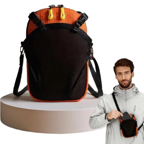 スマホポーチ ベルトポーチ リュック ポーチ メンズ 3WAY取り付け カラビナ付き 軽量 ズレ防止 ナイロン 装着簡単 内メッシュポケットあり 防水ファスナー レディース 登山 アウトドア 釣り用 旅行 作業 (オレンジ) 1枚目 画像