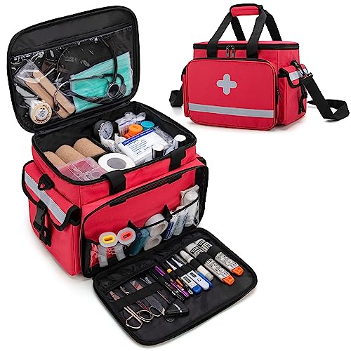 CURMIO メディカルバッグ 救急バッグ 家庭 学校 アウトドア スポーツ 部活 看護 応急処置（バッグのみ）赤 1枚目 画像