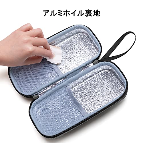 BAFASO インスリンケース インスリン注射用品収納 ハードケース 断熱アルミホイル裏地 (保冷剤なし) 黒 中間 画像