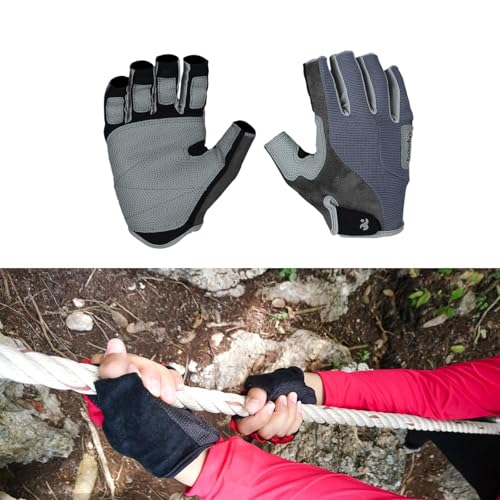KLKCMS 登山用グローブ、サイクリング用グローブ、セーリング用グローブ、マウンテンロードバイク用ワークアウト用グローブ, Gray L 最後 画像