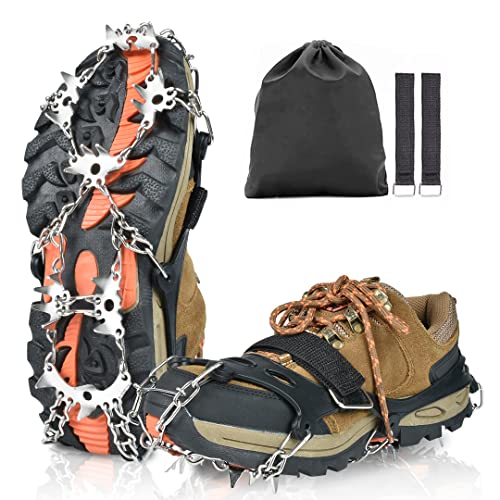 KIMINO アイゼン 28本爪 チェーンスパイク 軽量 滑り止め 雪山 登山 凍結道路 氷釣り モンベル 男女兼用 簡易 収納袋付き【Lサイズ】 1枚目 画像