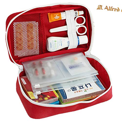 First Aid Bag - First Aid Kit Bag Empty for Home Outdoor Travel Camping Hiking, Mini Empty Medical Storage Bag Portable Pouch (Red) 中間 画像