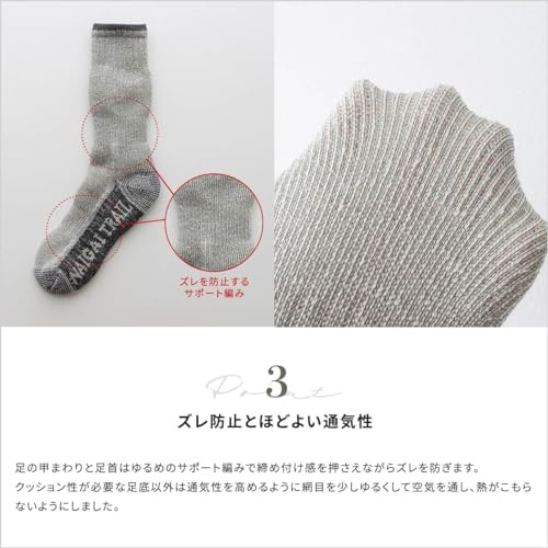 [ナイガイ] メリノウール混 登山 ソックス 山登り トレッキング ソックス 靴下 クルー丈 パイル編み メンズ レディース 90301028 (23-25cm, 16.レッド) 中間 画像