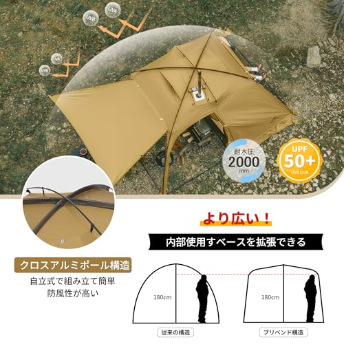 Naturehike公式ショップ Dune7.6アップグレード/10.9 ドームテント ツールーム 自立式 二重層 スカート 煙突窓付き 設営簡単 高さ180/200cm UVカット UPF50+ 防水防風 耐水圧3000mmインナーテント取り外し可能 前室 1～3人用 コンパクト 収納袋付き アウトドア キャンプ 防災 ソロ デュオ 最後 画像